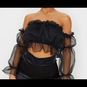 SOLD ON DEPOP APP Black organza ruffle top